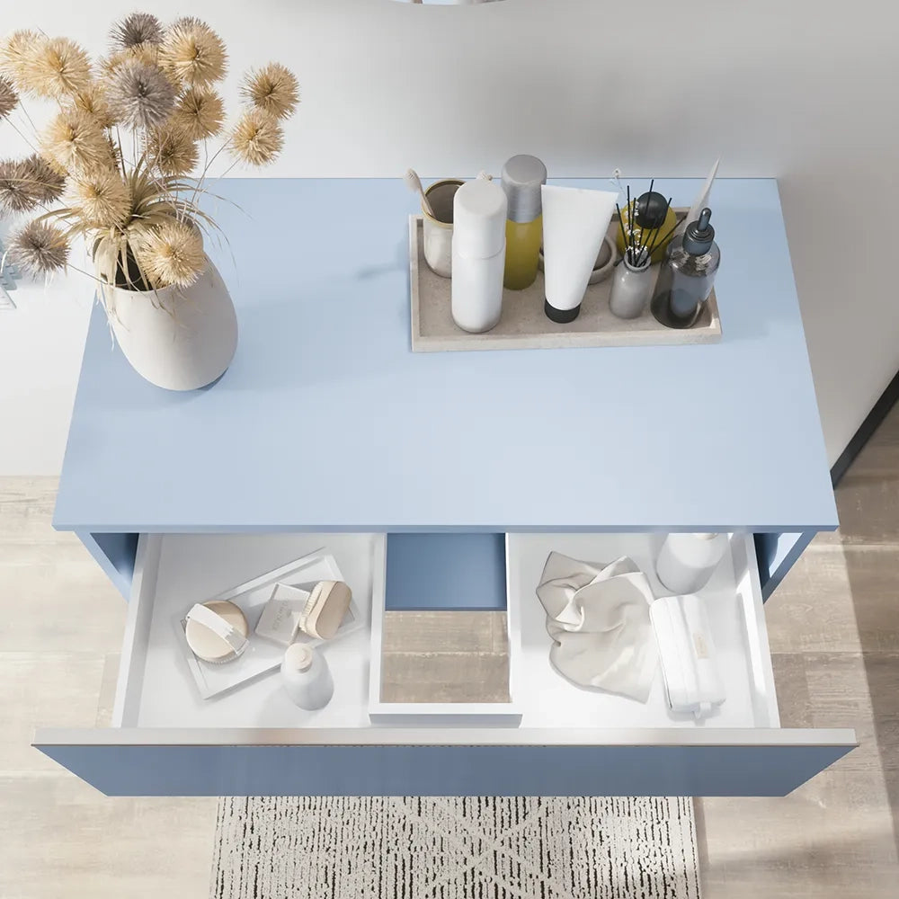 Cassettone sospeso 60 cm blu pastello opaco | Darwin