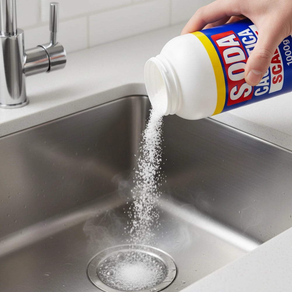 Detergente soda caustica a scaglie 1 kg idrossido di sodio 12 pezzi *** prod tipo 1, confezione 1