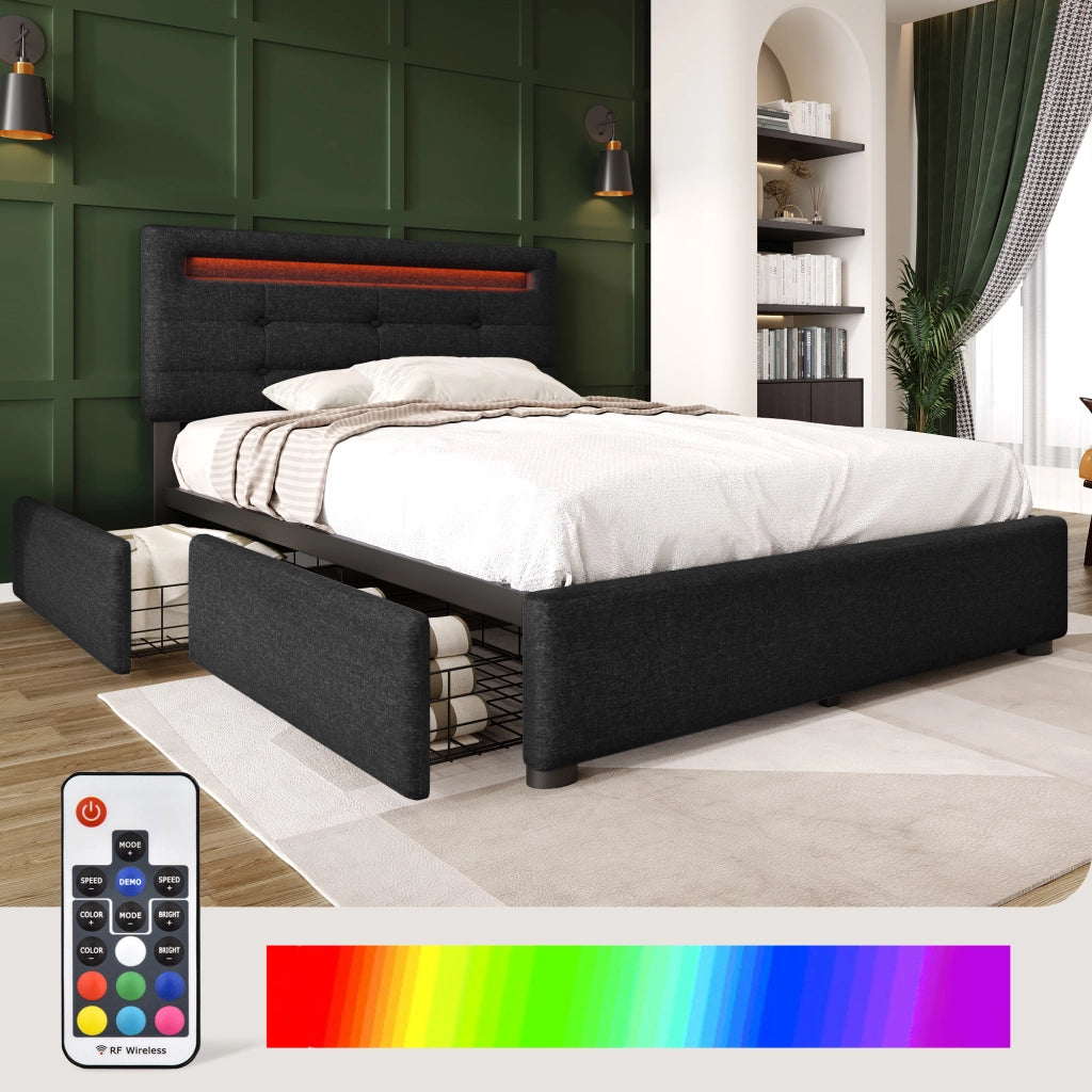 letto in lino nero 90x200 cm