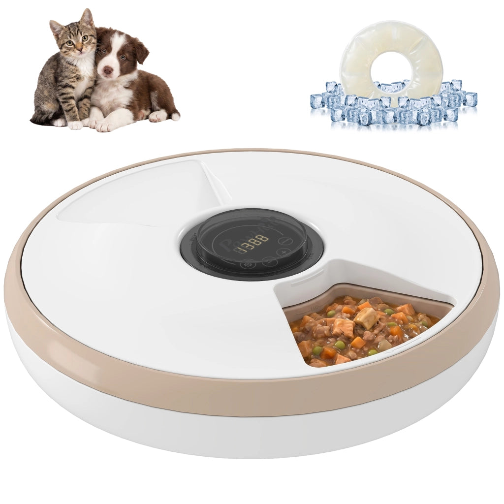 Alimentatore Automatico per Gatti e Cani ¨C zephmum ¨C 6 Ciotole con Timer e Display LED
