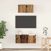 Set mobile TV 2 pz-Set di 2 Credenza per TV Legno vecchio Legno multistrato 761172