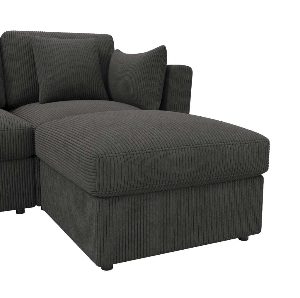 Divano modulare angolare a U 290 x 159;5 x 89 cm in tessuto corduroy grigio