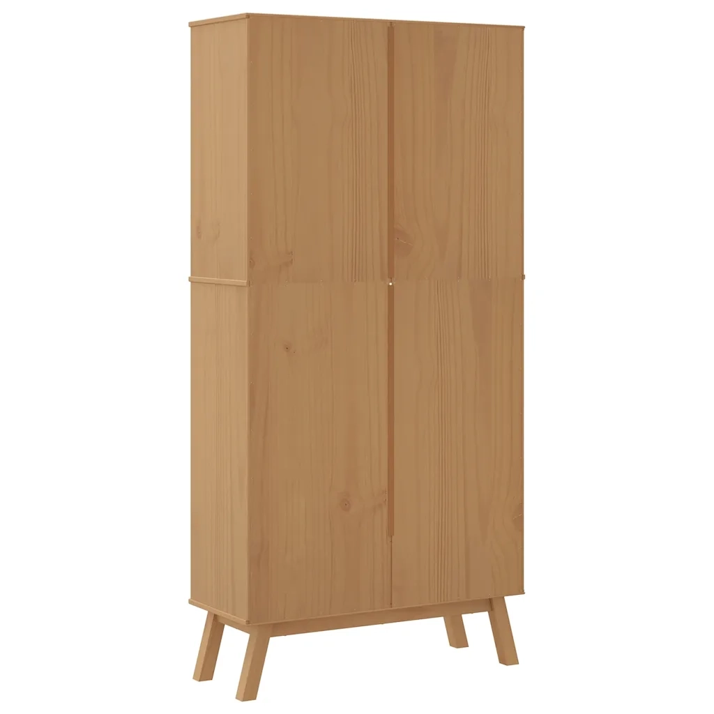 Libreria 4 Ripiani-Scaffale per Libri-Mobile di Stoccaggio OLDEN Marrone in Legno Massello di Pino