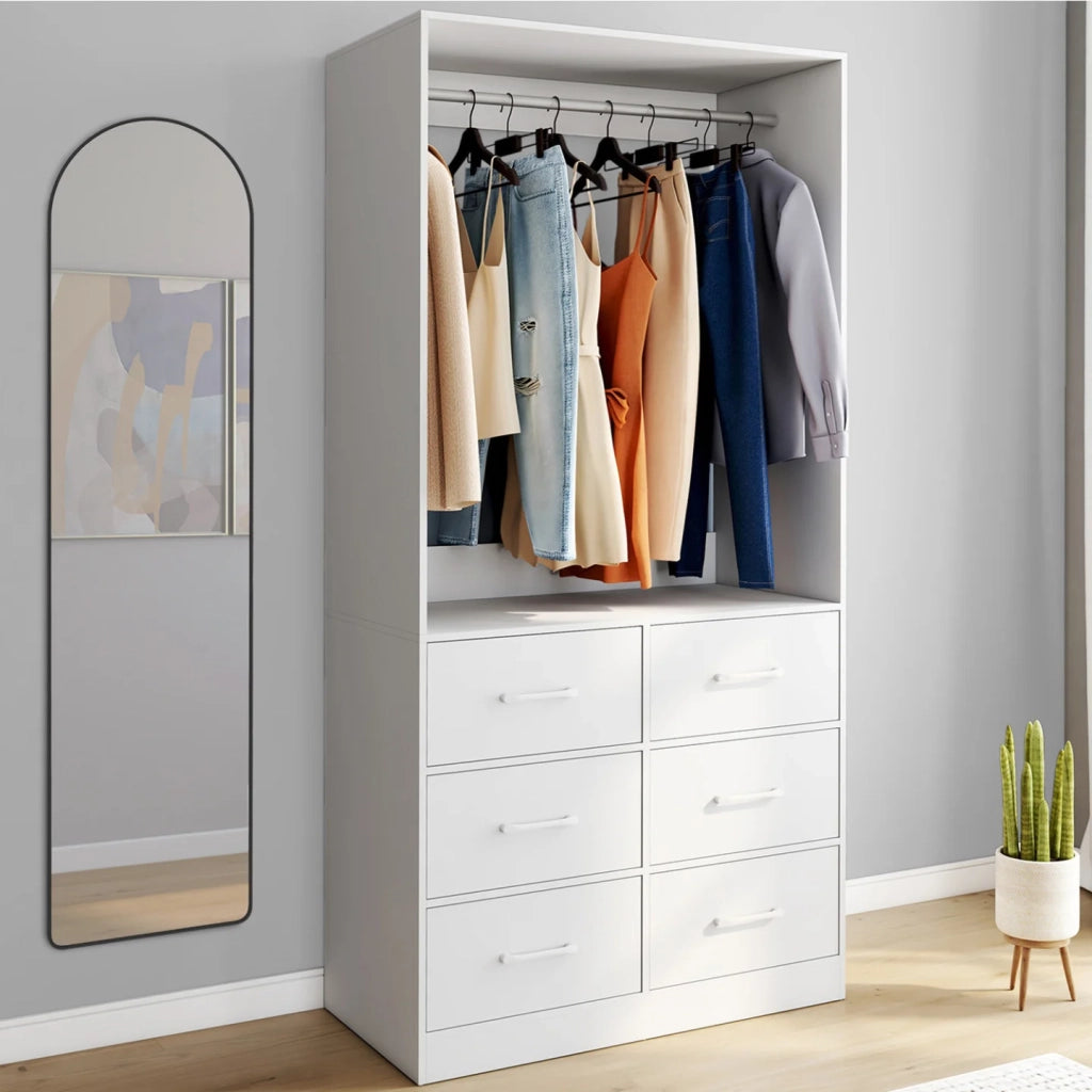 IDMarket - Armadio UPPAH lungo 80 cm con 6 contenitori in tessuto bianco