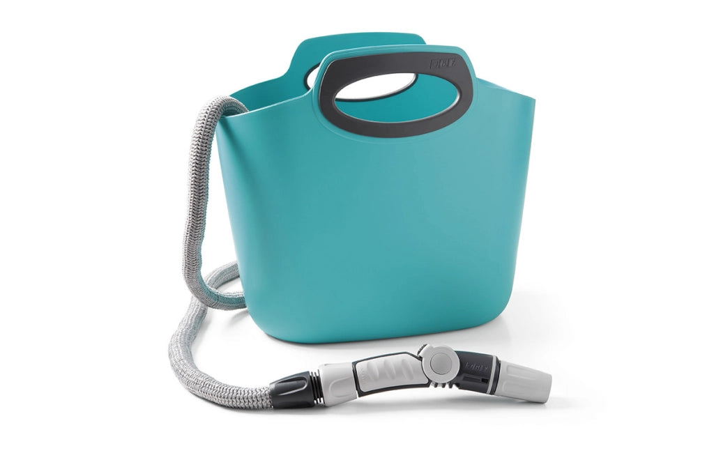 AQUAPOP MAXI AZZURRO, 30M tubo estensibile da giardino,kit con borsa in plastica,lancia,presa rubinetto,raccordi