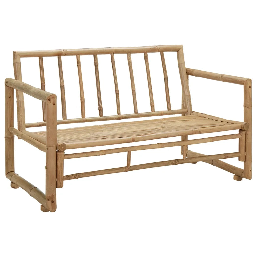 Panca da Giardino con Cuscini 115 cm in Bambù 315597