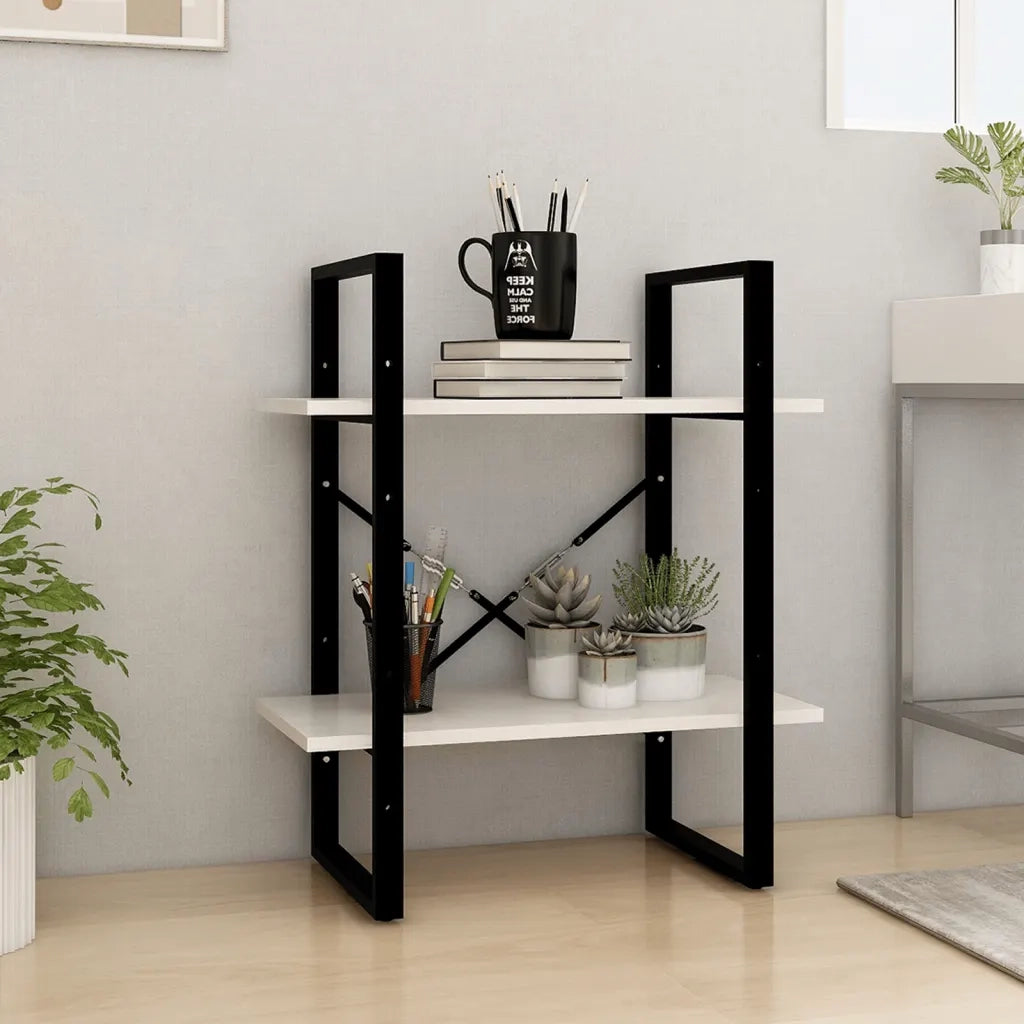 Libreria a 2 Ripiani Bianca 60x30x70 cm in Massello di Pino 806433