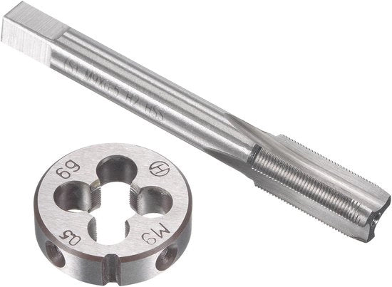 Set di viti e matrici M9 x 0,5 mm - Set di viti e matrici pesanti - Valvola di flusso rapida in acciaio - Dimensione del filo M9 - Taglio del filo efficiente - Resistente e duraturo - Set di utensili per fili