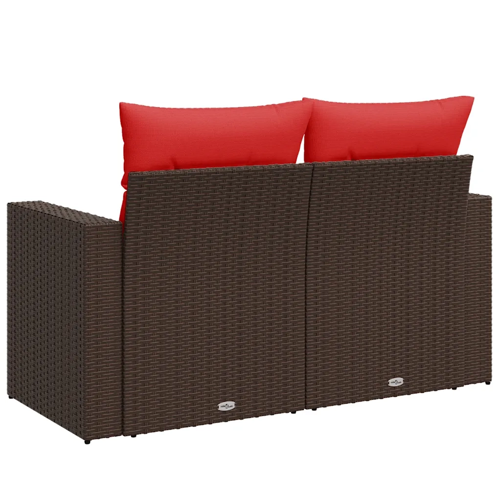 Divano da giardino con cuscini a 2 posti marrone in polyrattan 366243