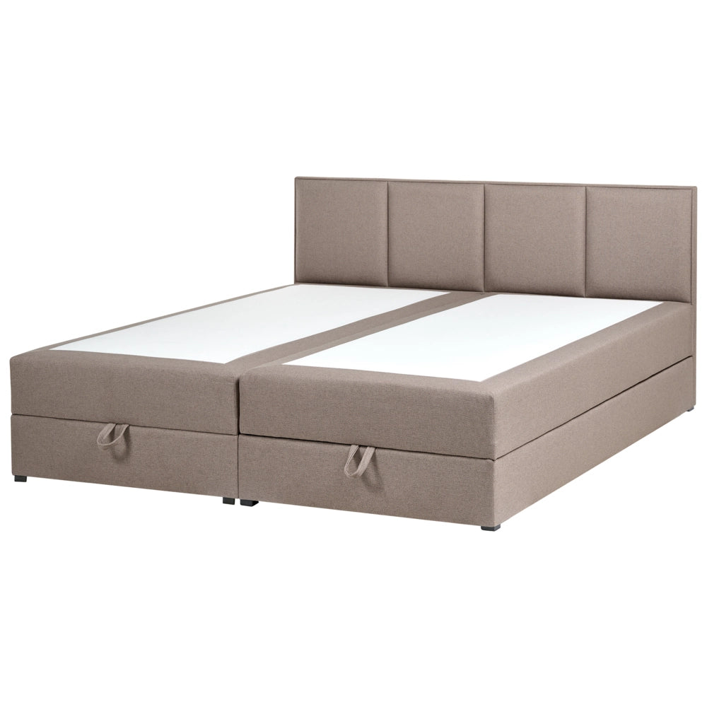 Letto matrimoniale Imbottito Tessuto tortora 160 x 200 cm Con Testiera Trapuntata