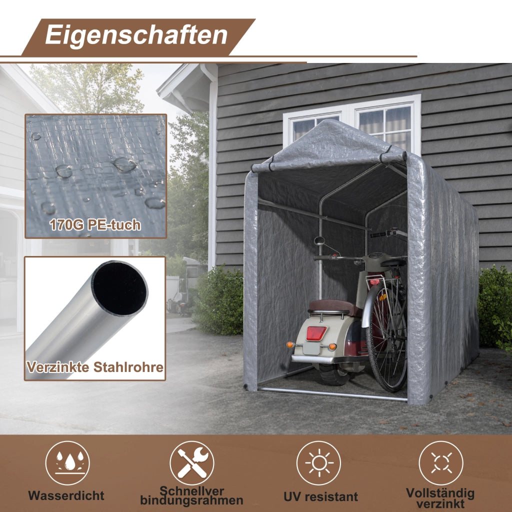 Garage per biciclette 100x187x160 cm, capanno per biciclette da esterno impermeabile con telaio in acciaio e protezione UV ¨C Per biciclette, motocicle