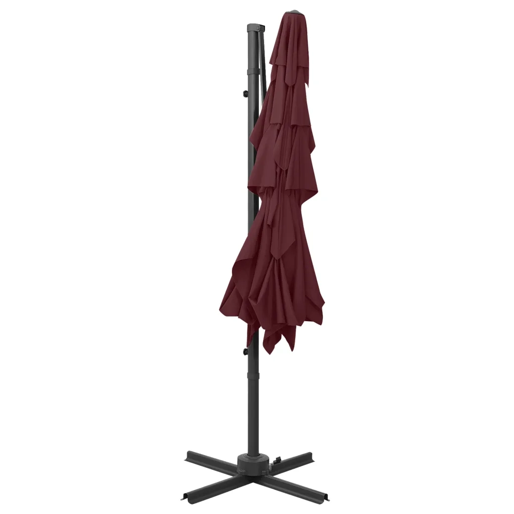 Ombrellone a 4 Livelli Palo in Alluminio 250x250 cm Bordeaux 313824