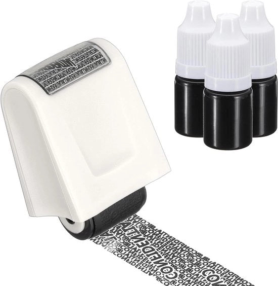 Rollo di protezione per la prevenzione della furto di identità - Sicurezza ID-indirizzo - 18 cm - Incluso 3 riempimenti - Bianco