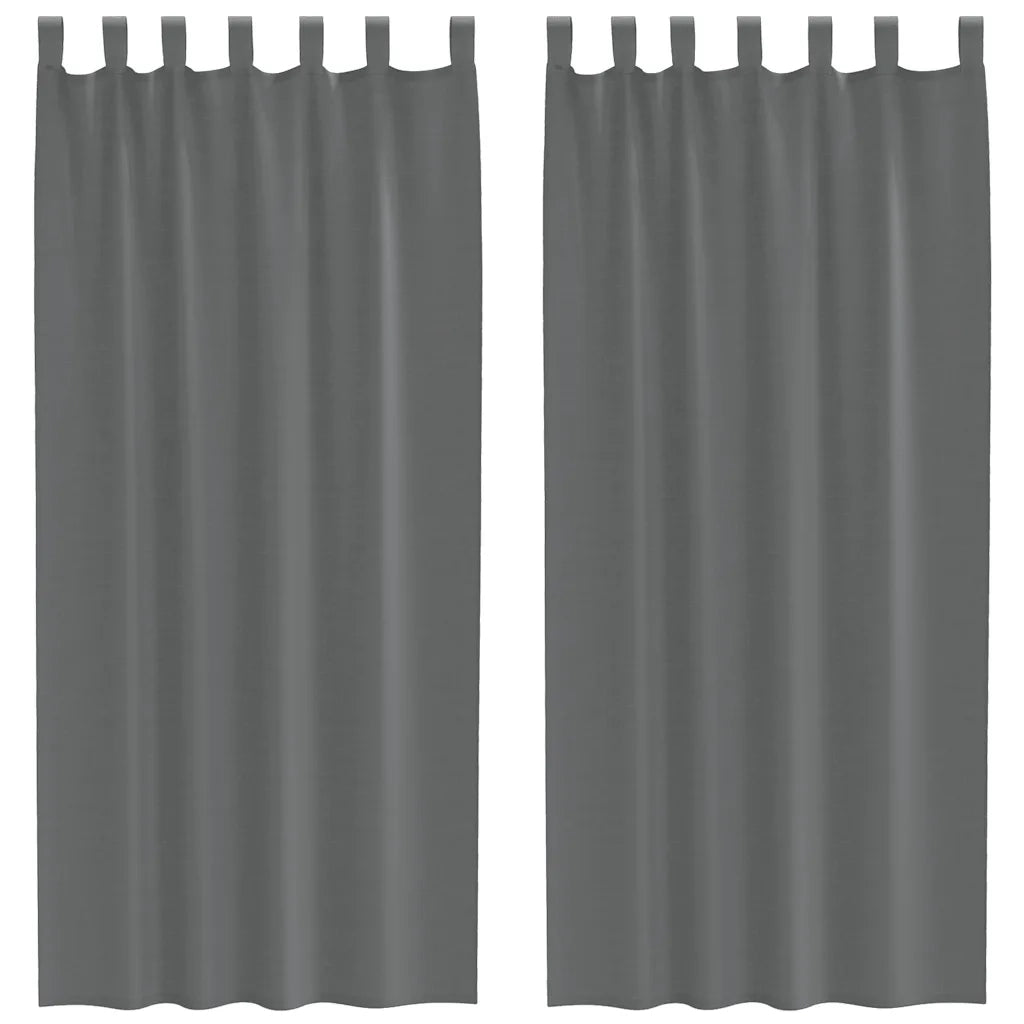 Tende in Voile con Passanti 2 pz Grigio Scuro 140x245 cm