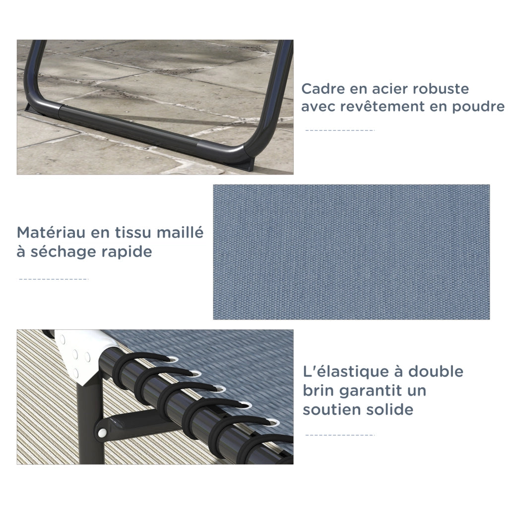 Lettino Prendisole Pieghevole Multi-Posizioni ¨C Xylo ¨C Acciaio Textilene Grigio Nero