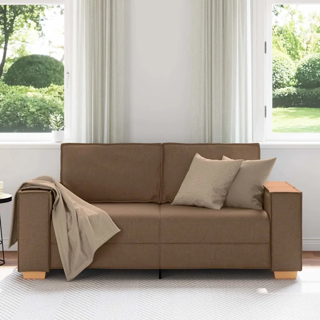Divano a 2 Posti-Sofa 2 Posti Marrone 140 cm Tessuto