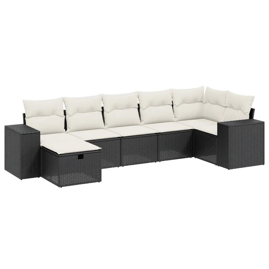 Set Divani da Giardino con Cuscini 7pz Nero Polyrattan 3264432