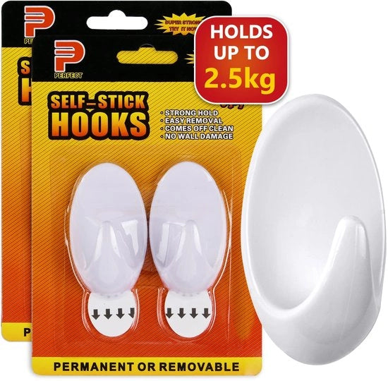 Haken autoadesivi - 4 Stuks Haken grandi - Multifunzionali - Adatti per bagno/cucina - Realizzati in PVC di alta qualità - Senza danni rimovibili - Haken per parete