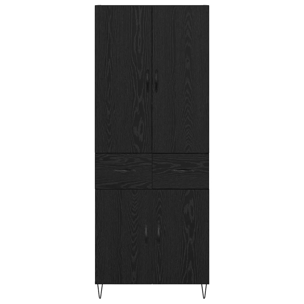 Credenza 2 pz-Set di 2 Buffet-Armadio da cucina Rovere Nero Legno ingegnerizzato e vetro 688644