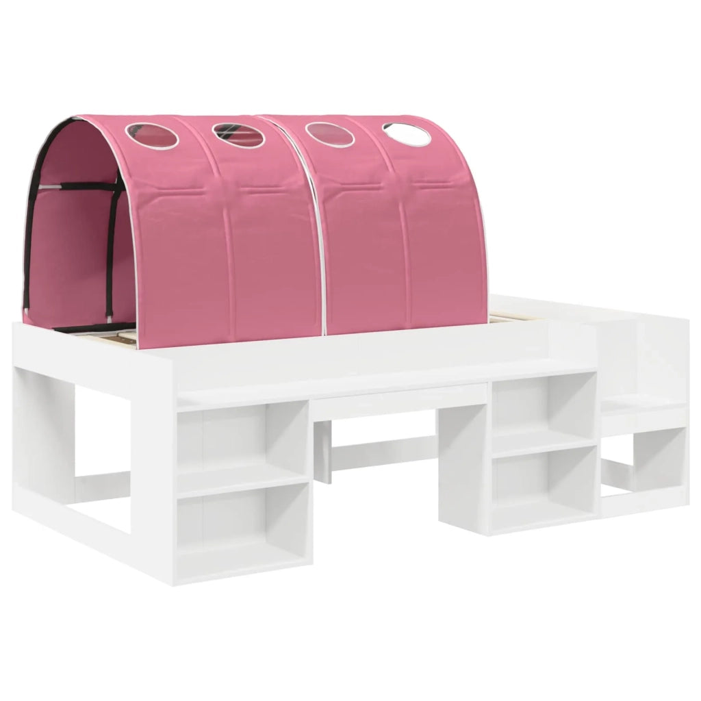Letto alto per bambini con storage Bianco e Rosa 3423596