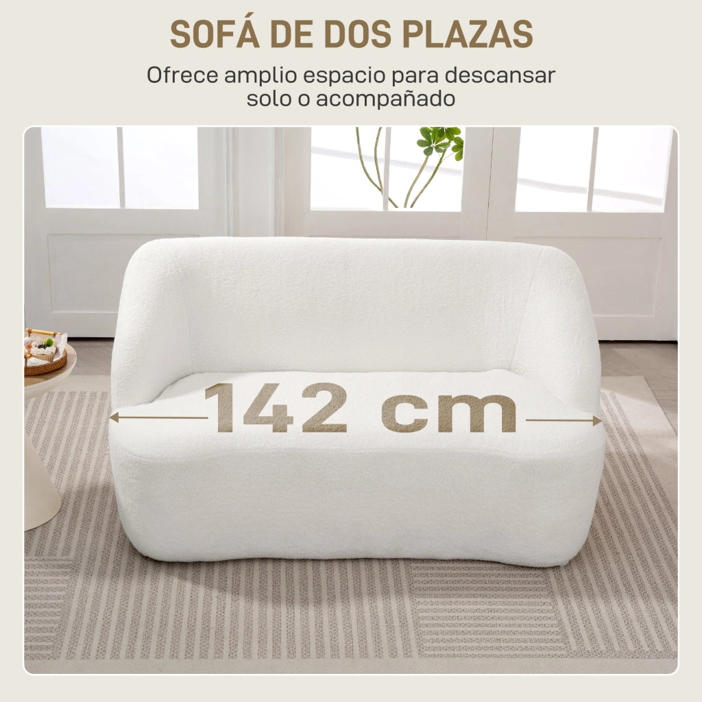 Divano 2 posti in borreguito ¨C Xylo ¨C Curvo trapuntato crema 142 cm