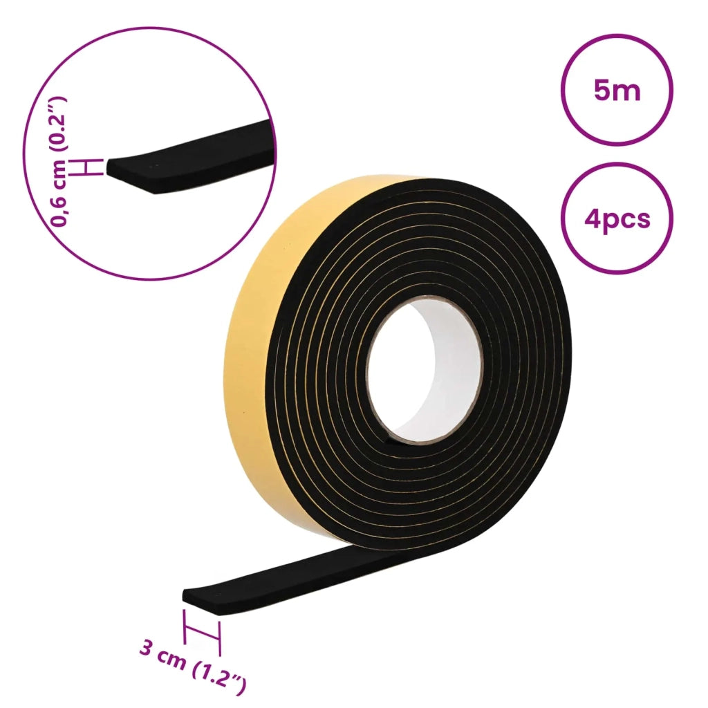 Nastro adesivo in schiuma 4 pcs Nero 30mm x 5m Schiuma CR 42024090