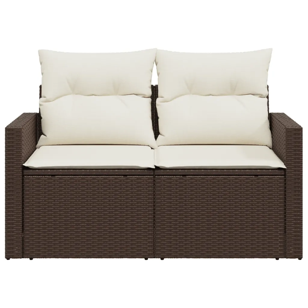 Divano da Giardino a 2 Posti con Cuscini-Sofa da Giardino-Divano da esterno in Polyrattan Marrone 364129