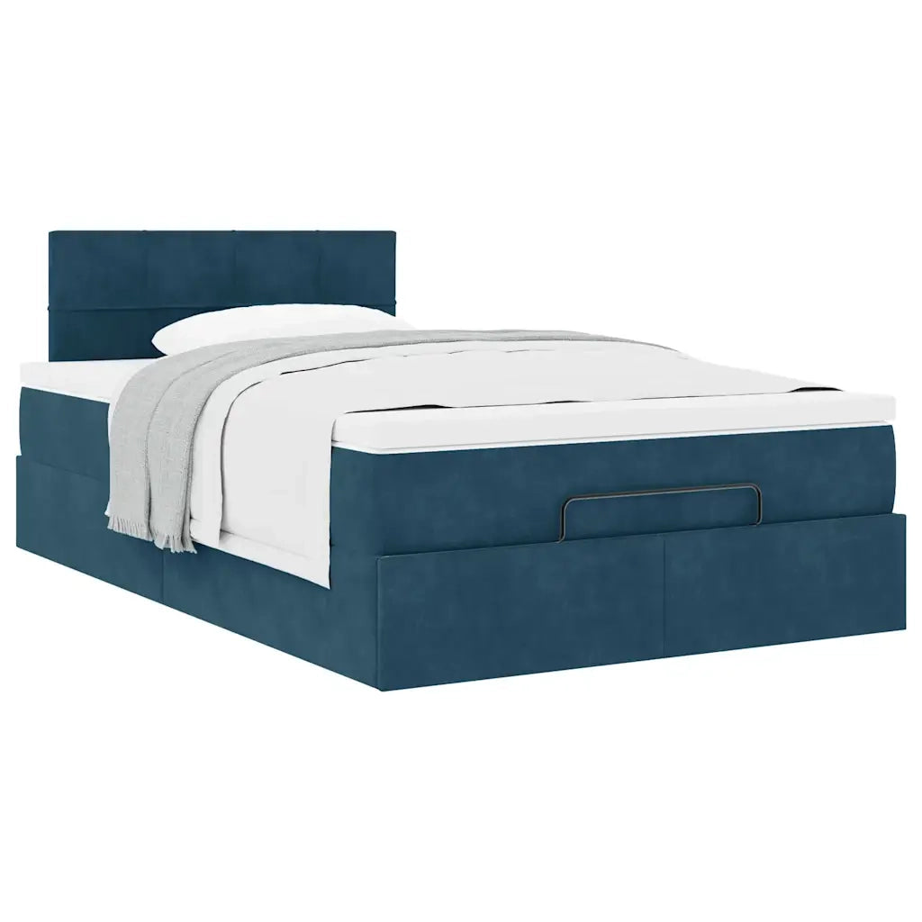 Struttura Letto Pouf con Materasso Blu Scuro 120x200 cm Velluto 3311769
