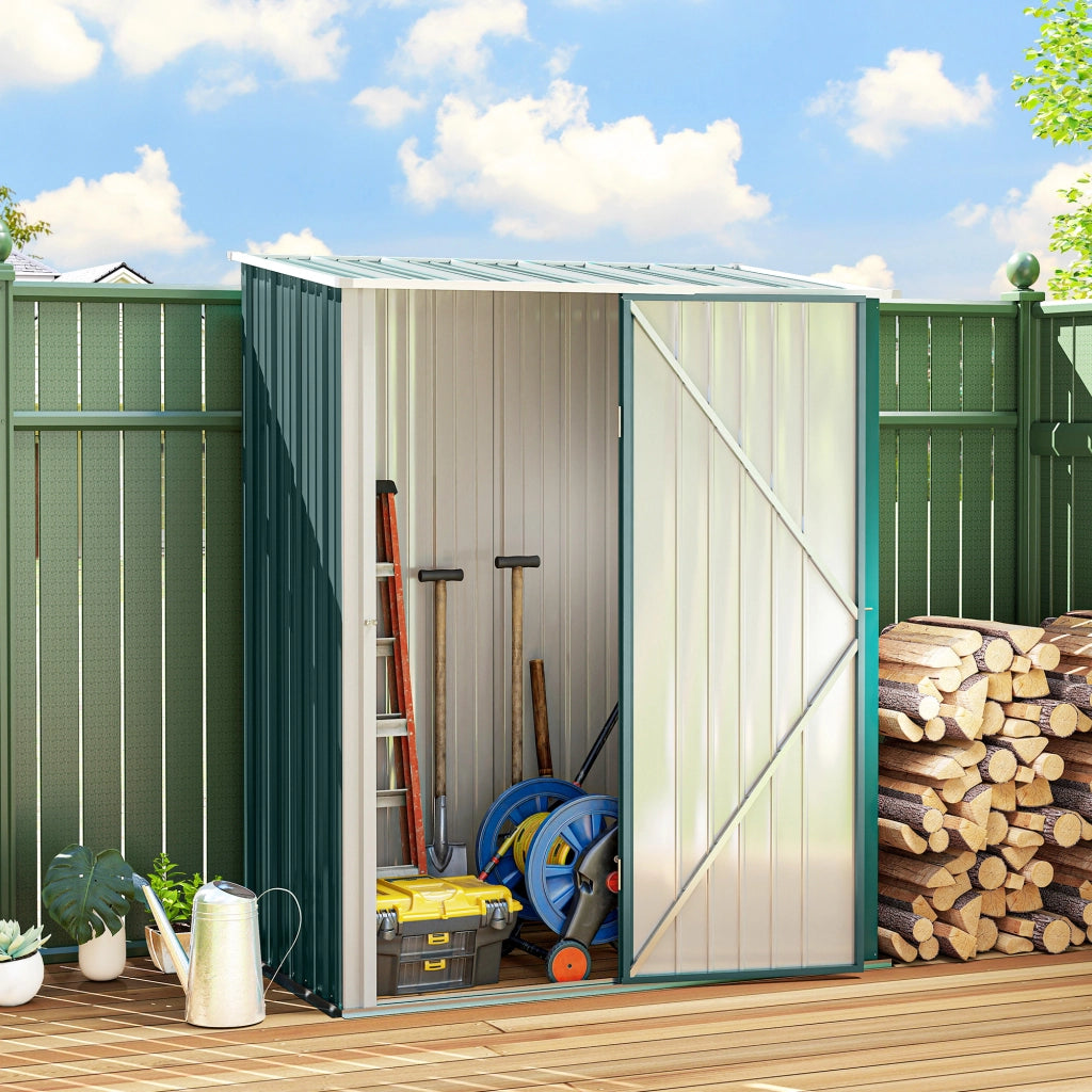 Casetta da Giardino in Acciaio ¨C Xylo ¨C Verde, 161.5x94.5x196cm, Porta Attrezzi con Catenaccio