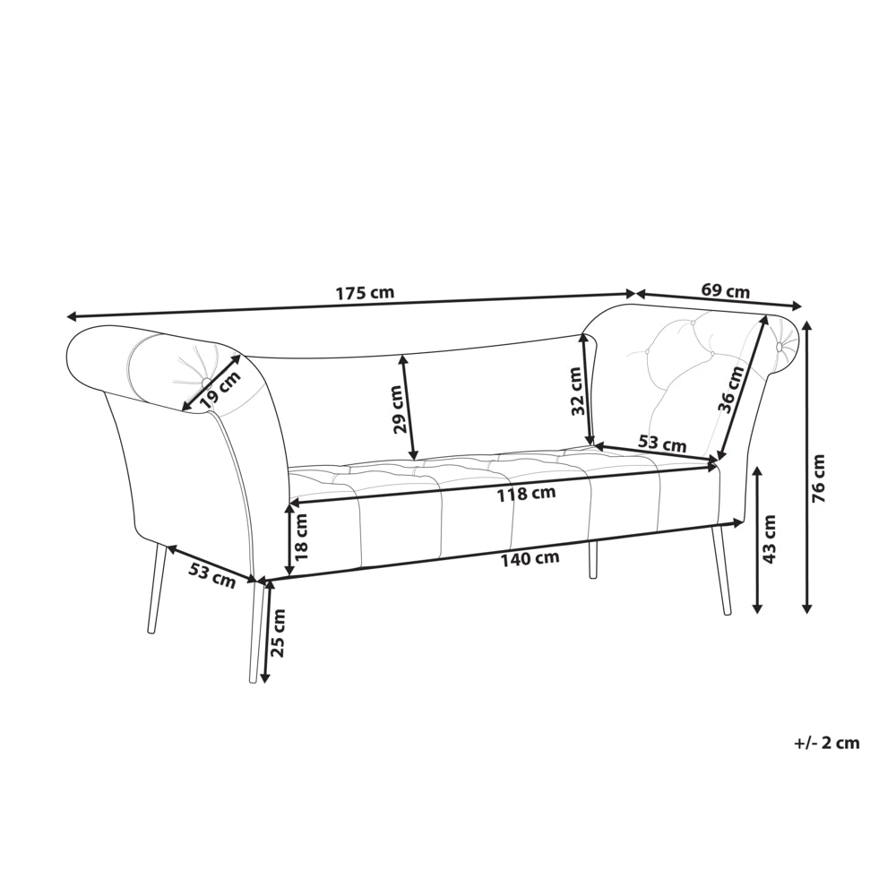 Chaise Longue in tessuto Grigio chiaro e Gambe con gambe in metallo dorato