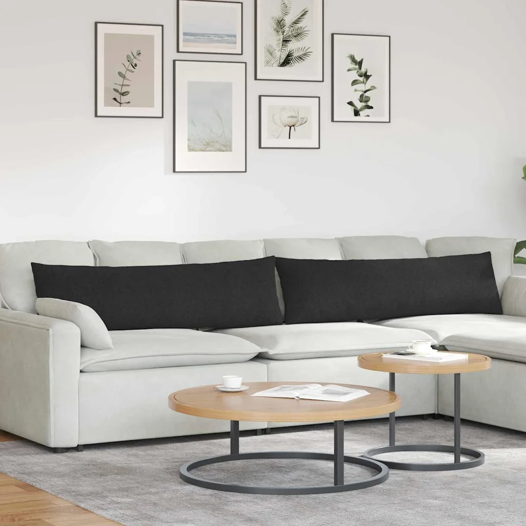 Cuscini da Divano 2 pz | Cuscini per sedie Nero 145 x 40 cm Tessuto