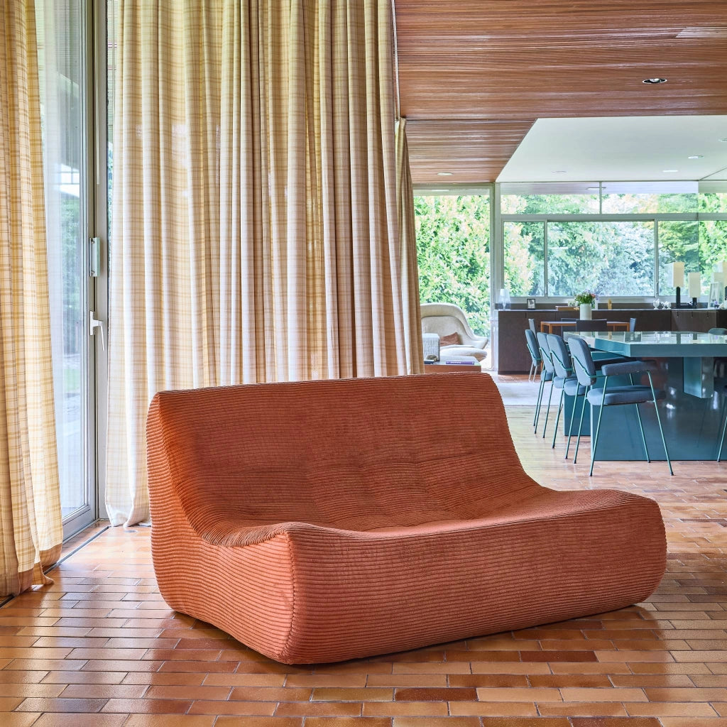 Poltrona in velluto a coste, 2 posti, terracotta