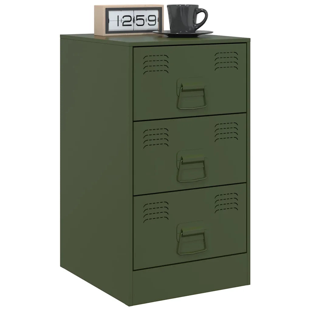 Comodini 2 pz Verde Oliva 34,5x39x62 cm in Acciaio