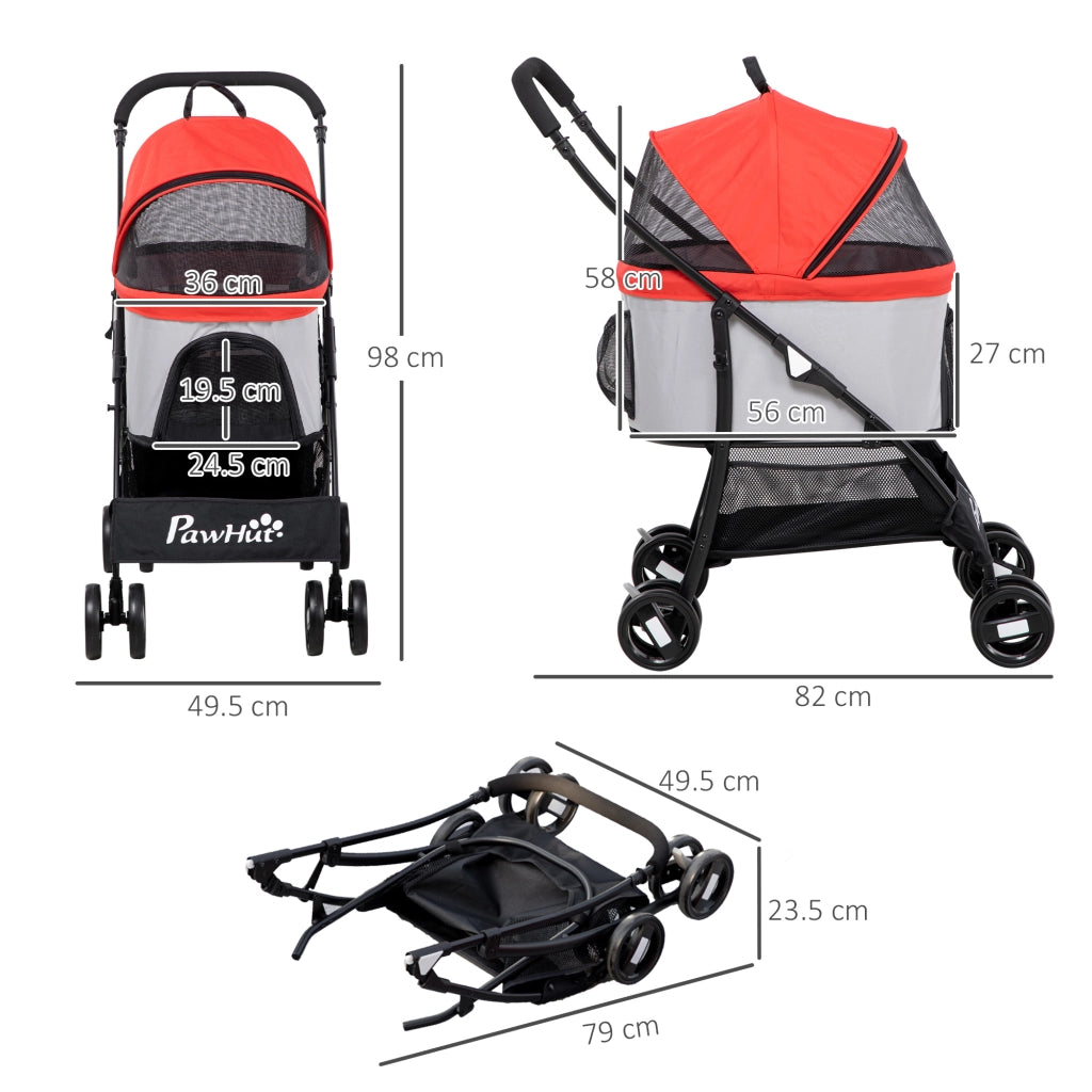 Trasportino per Cani Pieghevole con Tettuccio ¨C zephmum ¨C 82x49.5x98cm, Rosso