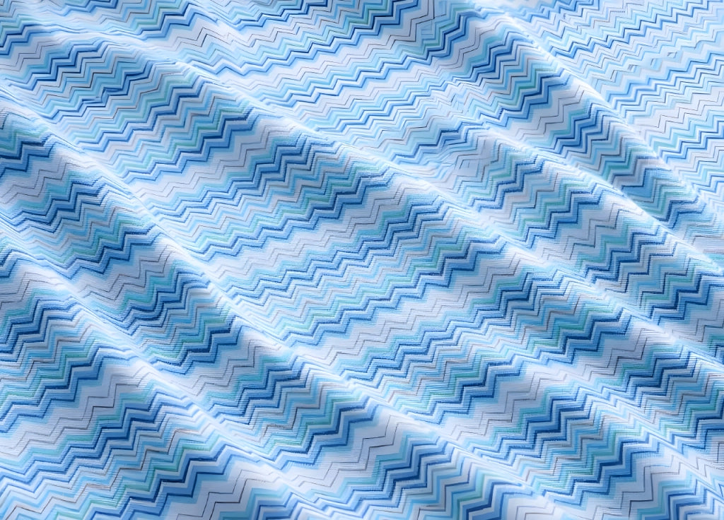 Copripiumino Sacco Piumone In 100% Cotone Disegno Rigato Zig Zag Baia - Matrimoniale - Azzurro