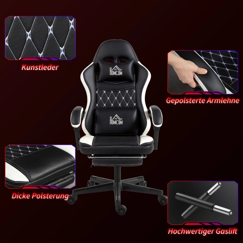 SEDIA DA GAMING Reclinabile 64x65x118-128 cm Poliestere Nero con poggiapiedi