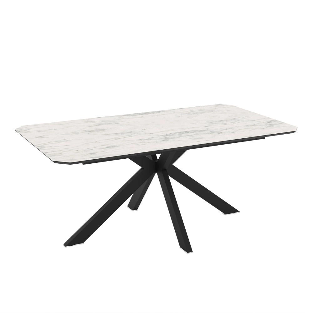 Tavolo rettangolare fisso Opera effetto marmo bianco opaco 180x100x76H