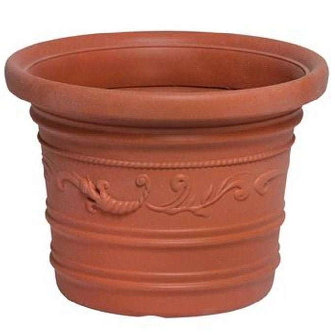 Nuova Plastica Adriatica 60 CM Prestige Vaso Tondo in Resina Resistente agli Agenti Atmosferici e ai Raggi UV colore Terracotta
