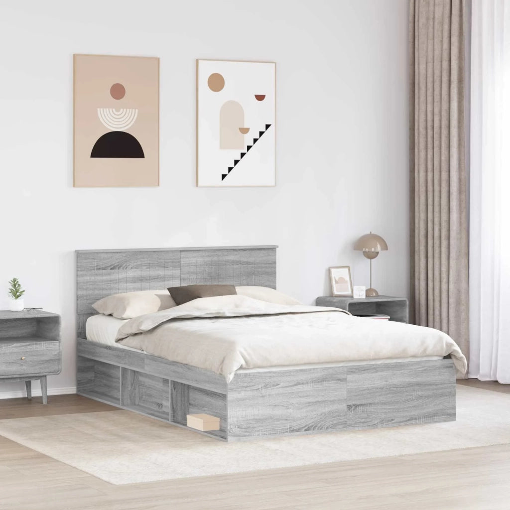 Struttura del letto Grigio Sonoma 135 x 190 cm Pino massello
