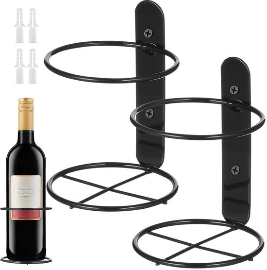 Wandmontaggio Metallico per Vino 2 Stck Flessa Singola Posizionamento Verticale Supporto per Bar e Vini da Collezionisti