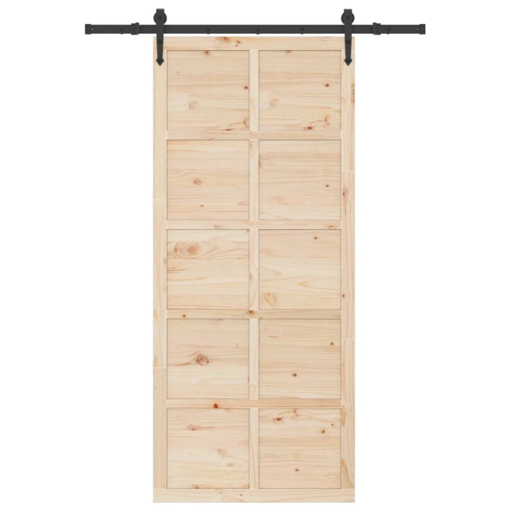 Porta scorrevole Naturale 80 x 208 cm Legno Massello di Pino 3445624