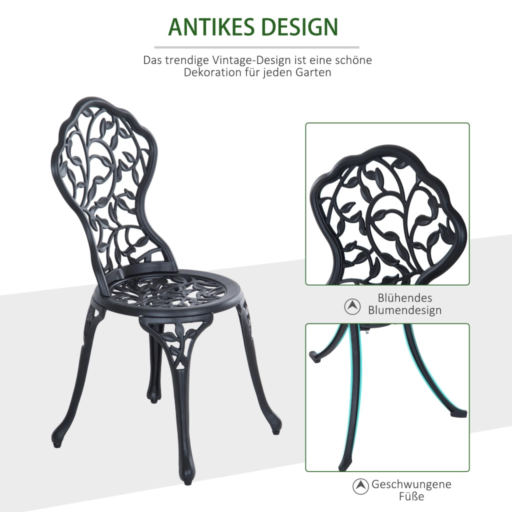 Set tavolino da caff¨¨ con 2 sedie per balcone ¨C Minimal ¨C nero