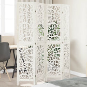 Divisorio Ambienti 4Pannelli Bianco Legno Massello di Paulownia 358738