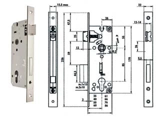 SERRATURA DA INFILARE A CILINDRO BORDO QUADRO NICHELATO SATINATO 52X- - mm.70 (Y52X00700S2) - 1 pezzi YALE