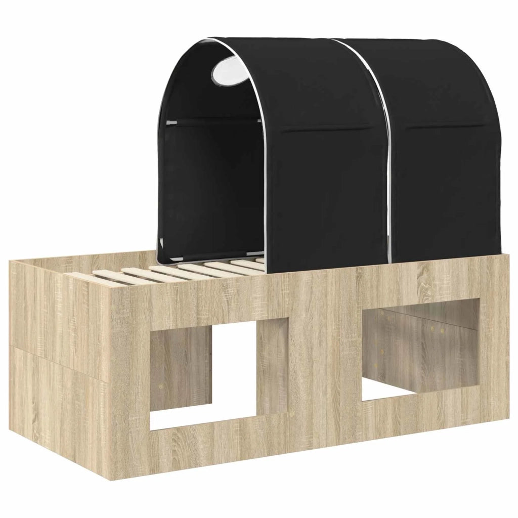 Letto con Tunnel 3 pz Rovere Artigianale e Nero 3423520