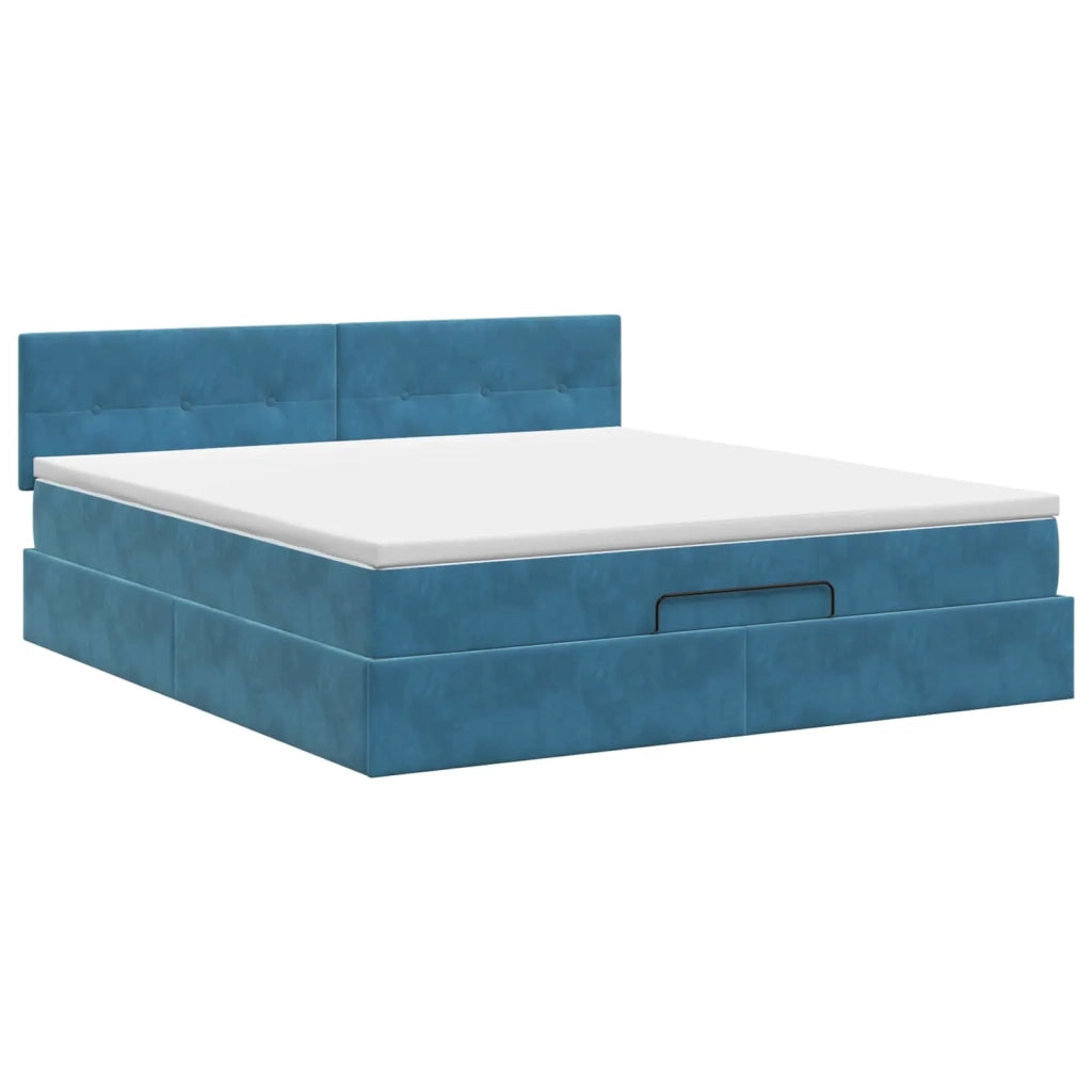 Letto ottomano con materasso Blu Scuro 160 x 200 cm Velluto 3456571