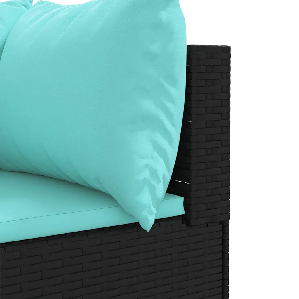 Set Mobili da Giardino 6 pz con Cuscini in Polyrattan Nero