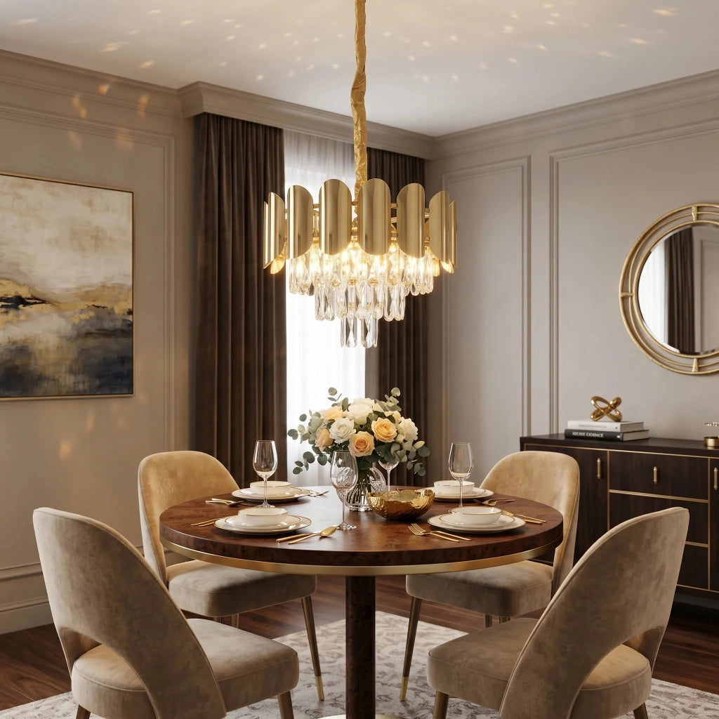 Lampada A Sospensione In Cristallo Swe099-cp 40cm Gold