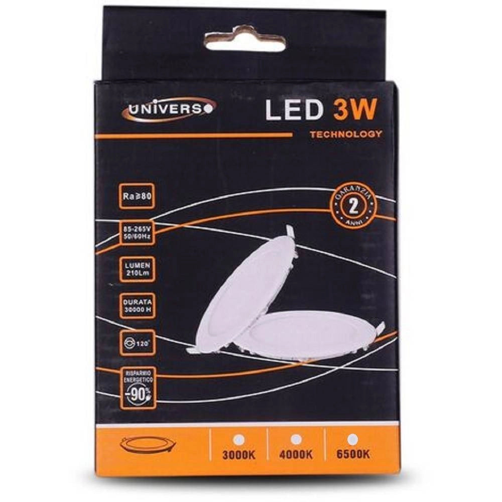 Trade Shop - Pannello Led Slim 3w Incasso Quadrato In Pvc Bianco Caldo Freddo Naturale P73aq - -bianco Naturale      -