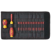 Wiha 41231 slimVario Set di cacciaviti e 19 inserti slimBit isolati 1000V con borsa pieghevole colore Nero
